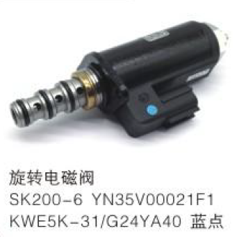 Rotation Solenoid Valve YN35V00021F1 KWE5K-31/G24YA40 for Kobelco SK200-6 Excavator 24V Blue Dot
