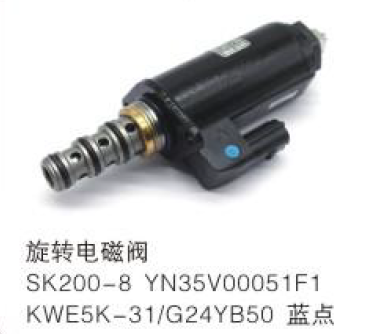 Rotation Solenoid Valve YN35V00051F1 KWE5K-31/G24YB50 for Kobelco SK200-8 Excavator 24V Blue Dot