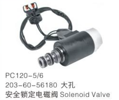 Safety Lock Solenoid Valve PC120-5/6 203-60-56180 Large Hole Komatsu | Operator Safety Component