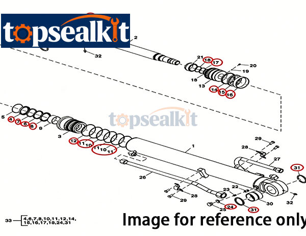 Arm Sealing Kit 4415584 Cylinder Replacement Oil Seal Kit For Excavator 80 80C John Deere